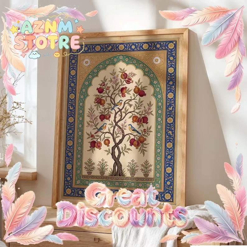 Photography Landscape - Retro Islamic Persian Pomegranate Tree Wall