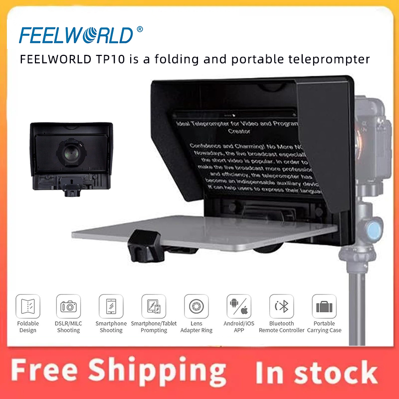 Photography Zooming - FEELWORLD TP10 Portable 10-inch Folding Teleprompter