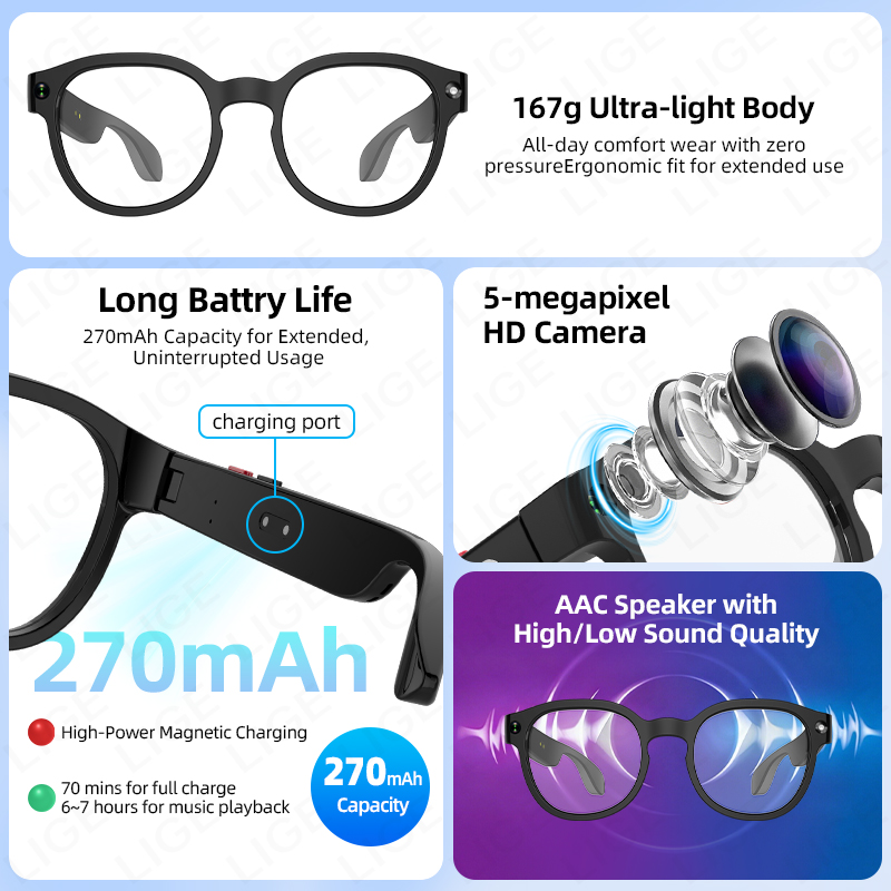 LIGE Smart Sunglasses Men with - огляд і ціна Photography Translate